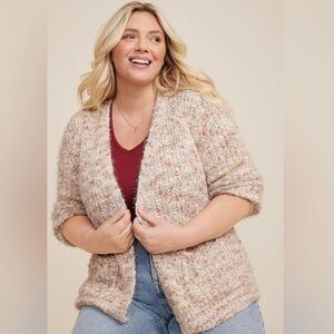 Maurices Soft Marled Cardigan Sweater 1X Plus Size Open Front Pockets